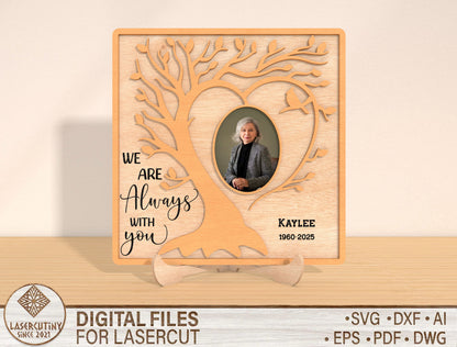 Tree of Life Heart Photo Memorial SVG for Glowforge and xTool