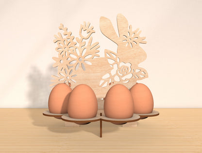Easter Egg Holder Stand SVG Bundle Bunny Floral for LightBurn and xTool