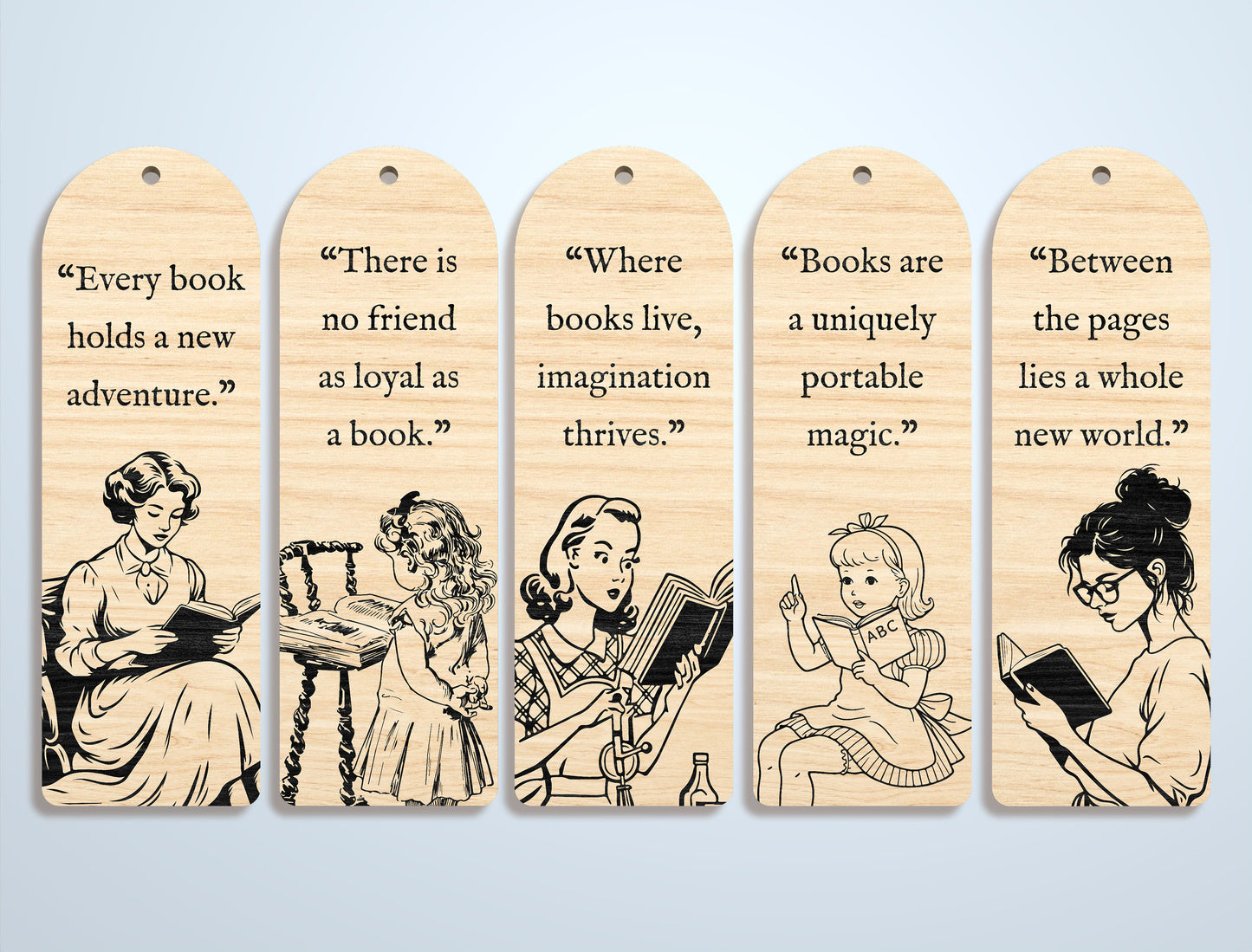 Reading Quote Bookmark SVG Bundle for Glowforge and xTool