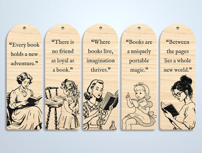 Reading Quote Bookmark SVG Bundle for Glowforge and xTool