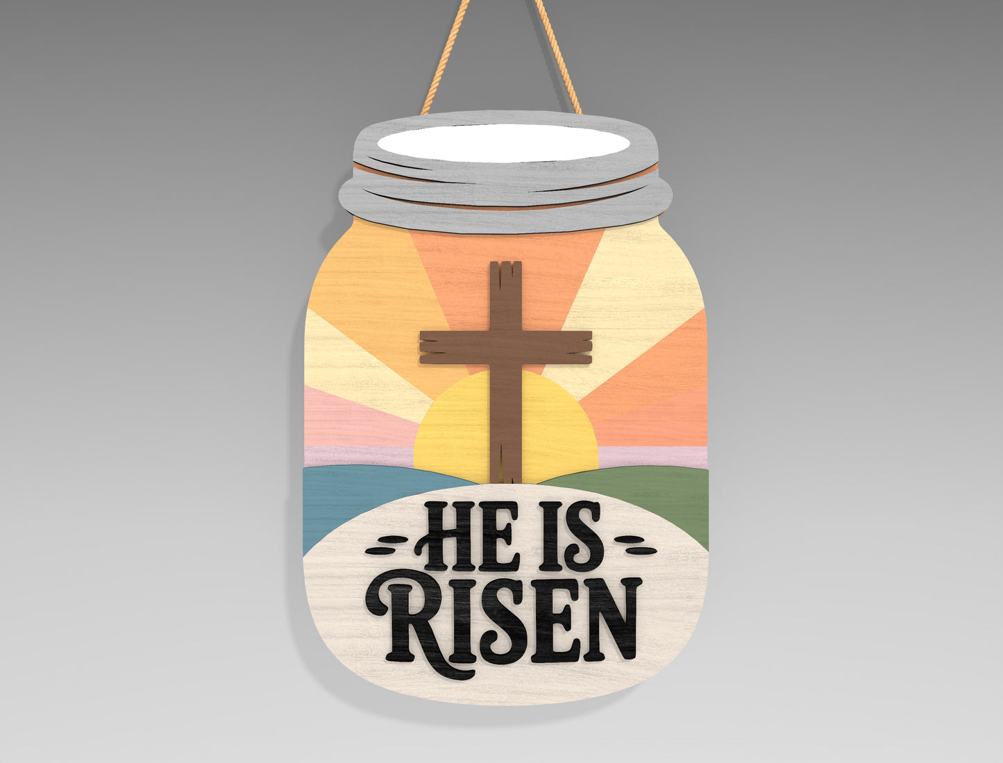 9 Easter Mason Jar Door Hangers SVG Bunny He Is Risen for LightBurn and xTool