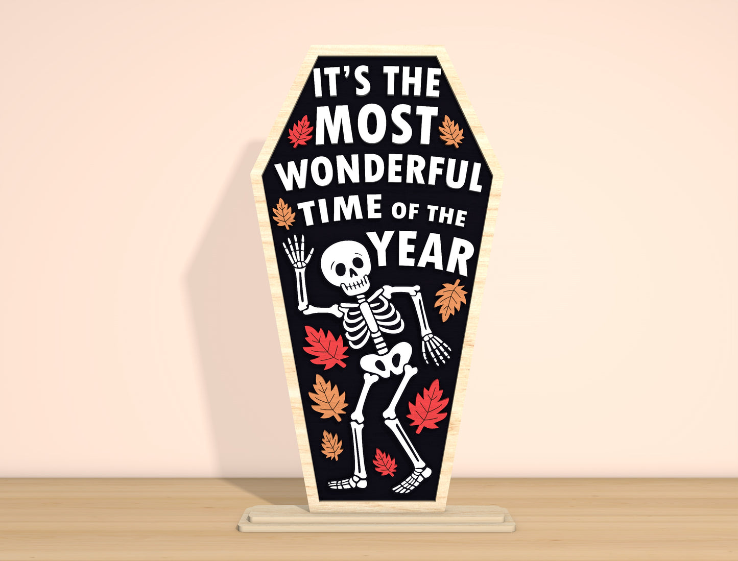 Funny Skeleton Coffin Sign SVG Laser Cut File | 2 Halloween Quote Designs | Spooky Wooden Decor | Glowforge, xTool, LightBurn, etc.