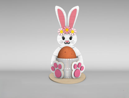 Cute Bunny Egg Holder Stand SVG Easter Table 5 Designs for LightBurn and xTool