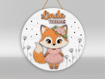 Personalized Cute Woodland Animal Nursery Sign SVG for xTool and Glowforge