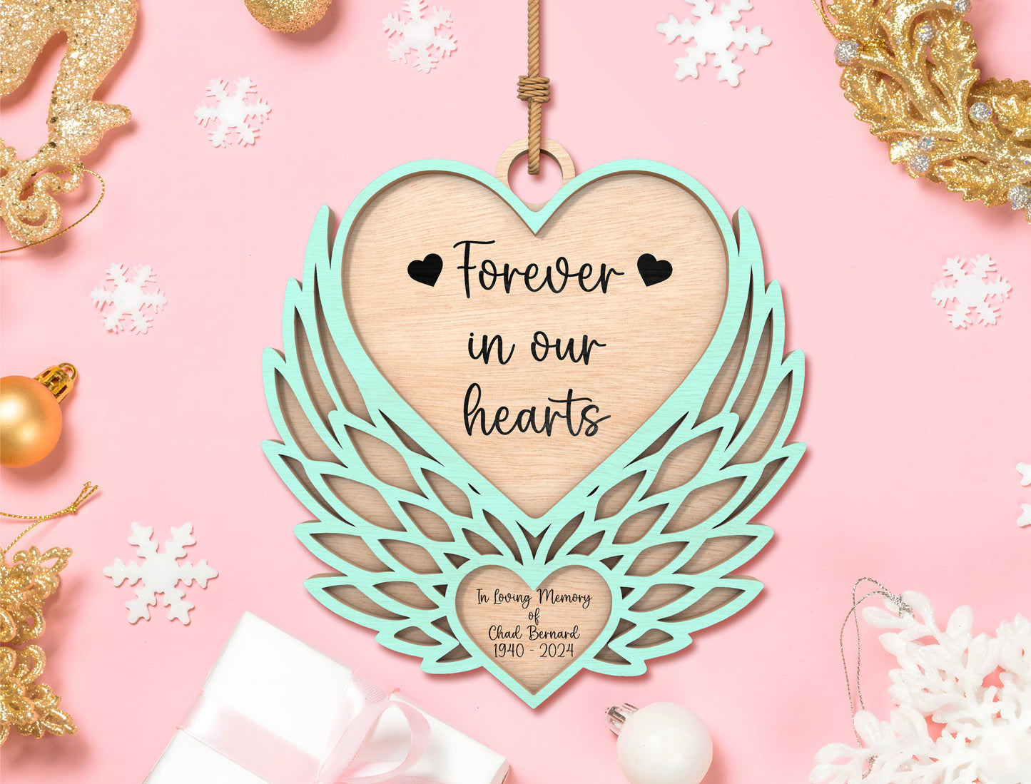 Memorial Heart Wings SVG Ornament for Glowforge and xTool