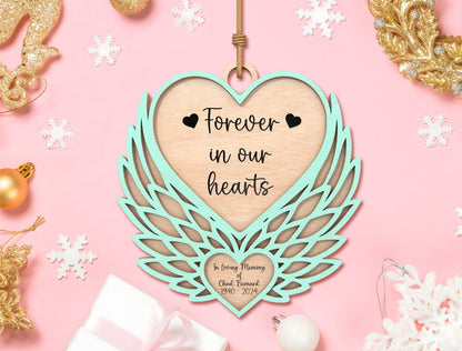 Memorial Heart Wings SVG Ornament for Glowforge and xTool