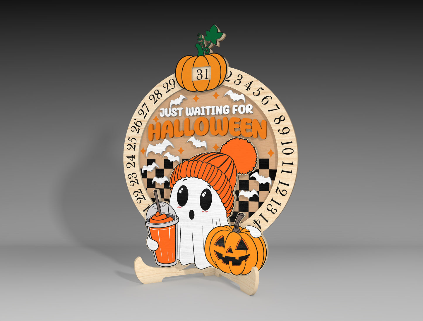 Halloween Ghost Countdown Calendar SVG for LightBurn Glowforge xTool