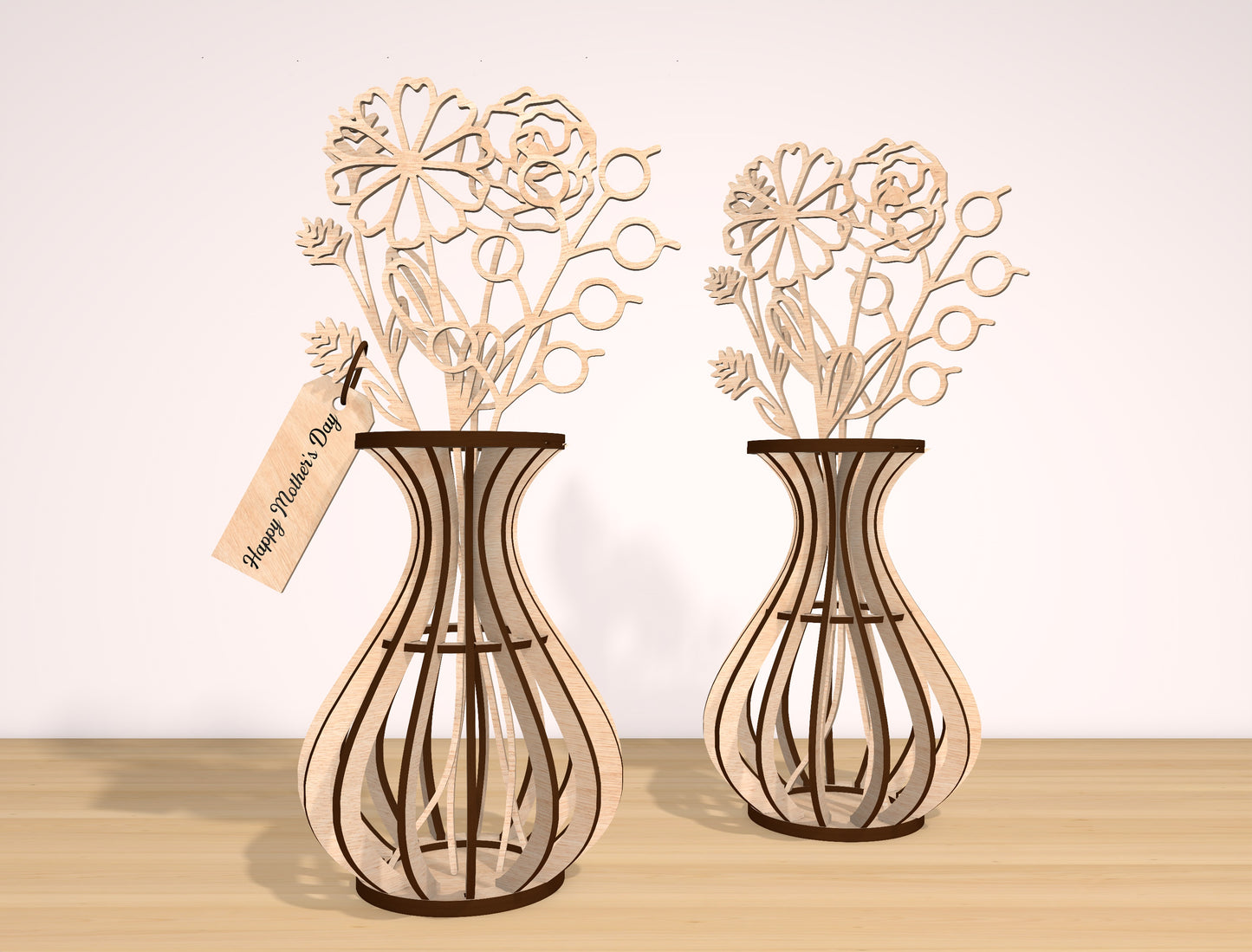 Wildflower Vase Laser Cut File Set | Floral Stem SVG Collection | Minimal Botanical Decor | Glowforge, xTool, LightBurn etc.