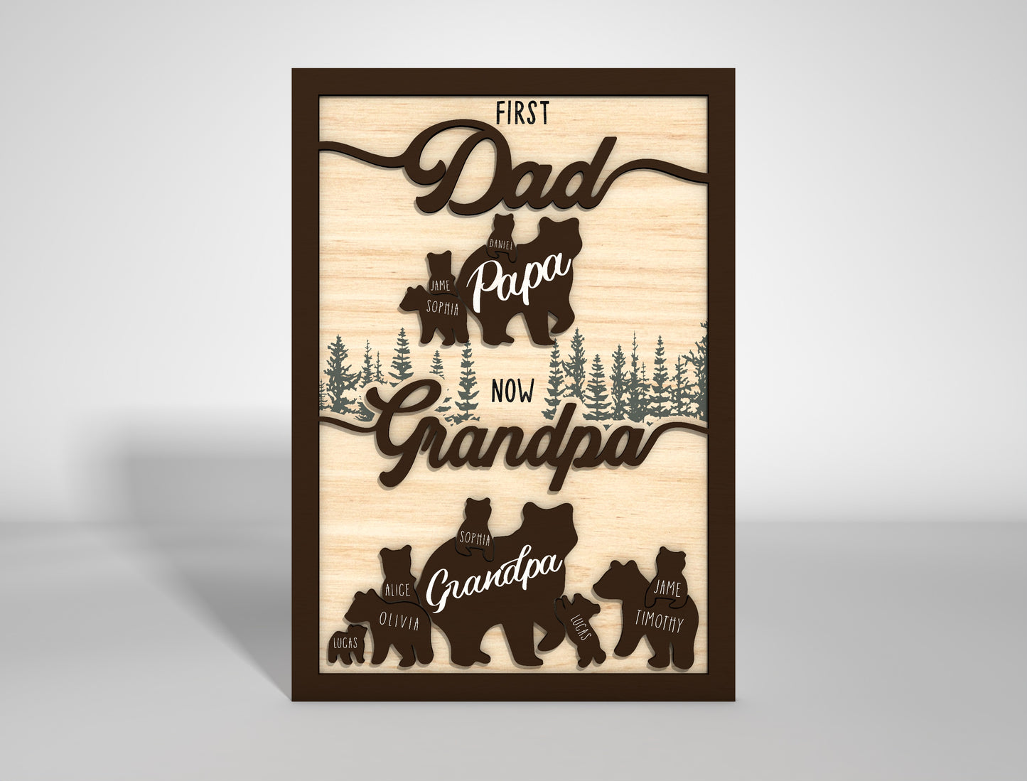 Papa Bear Family Sign SVG Laser Cut File for Glowforge and LightBurn