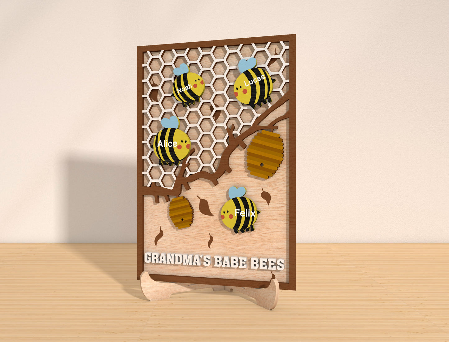 Personalized Grandma Bee Honeycomb Sign SVG Bundle for Glowforge