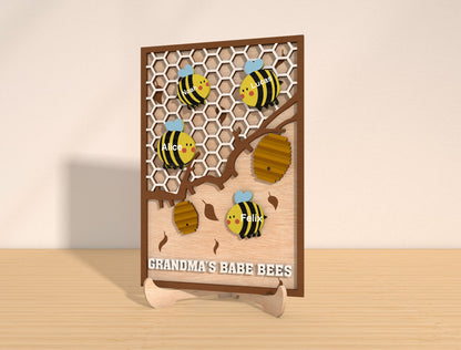 Personalized Grandma Bee Honeycomb Sign SVG Bundle for Glowforge