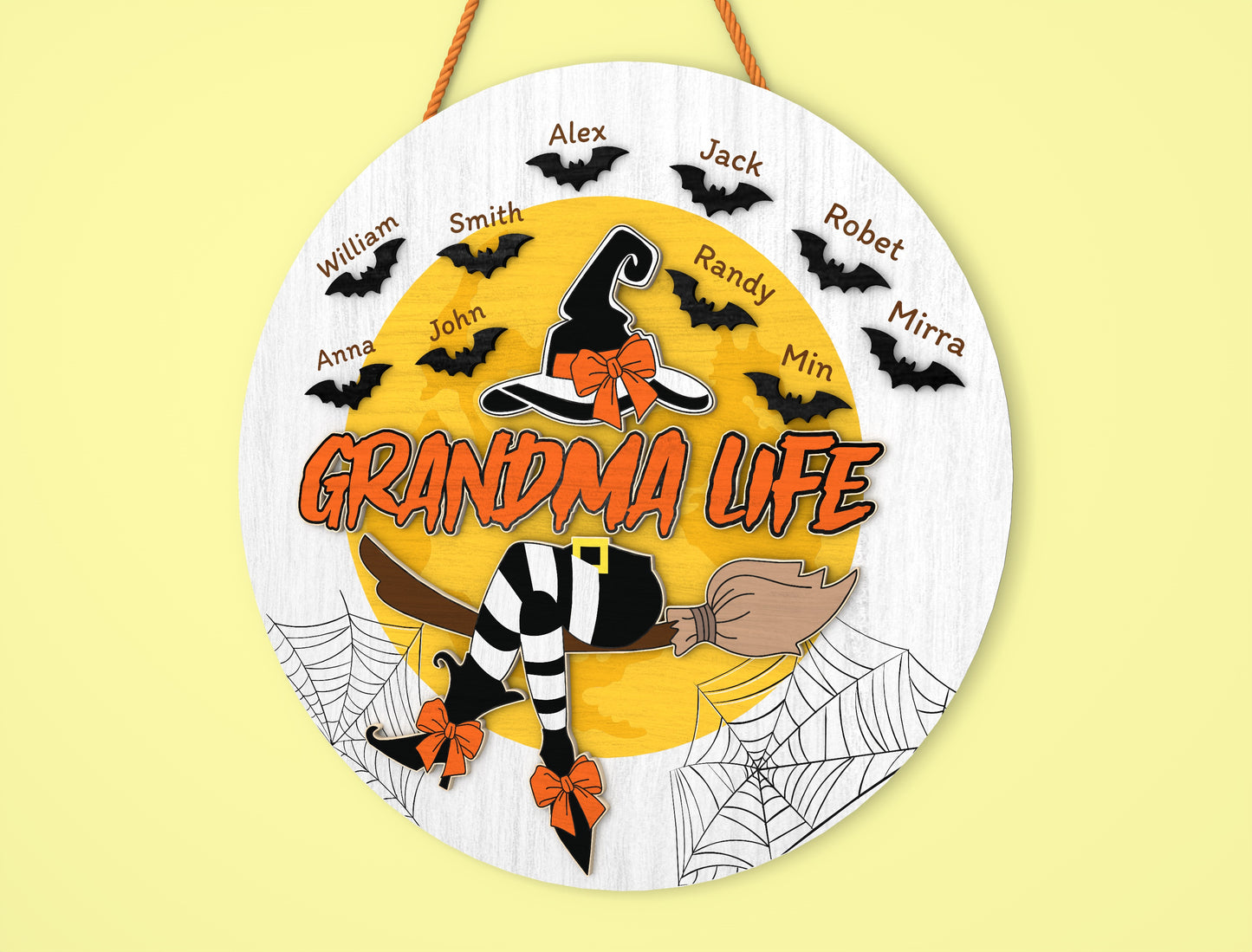 Grandma Life Witch Halloween Door Sign SVG Laser Cut File for Glowforge xTool LightBurn