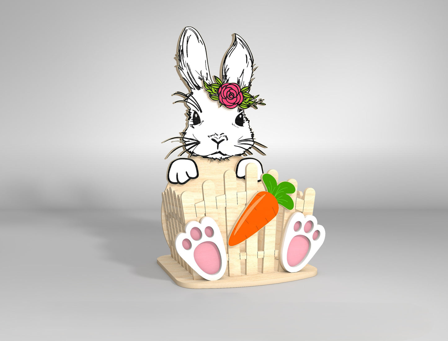 Easter Bunny Basket SVG Bundle 3D Candy Holder Wooden for LightBurn and xTool