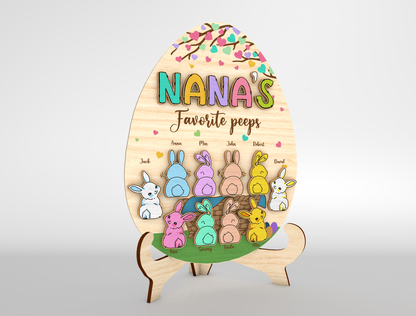 Personalized Bunny Peeps Stand SVG Easter Day Family Name for LightBurn