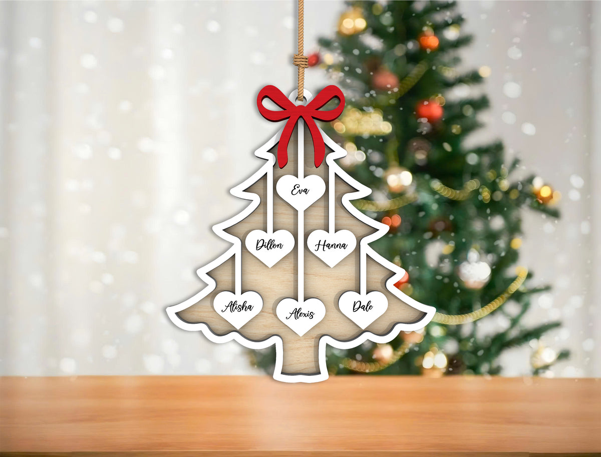 Personalized Family Christmas Tree Ornament SVG with Names 4