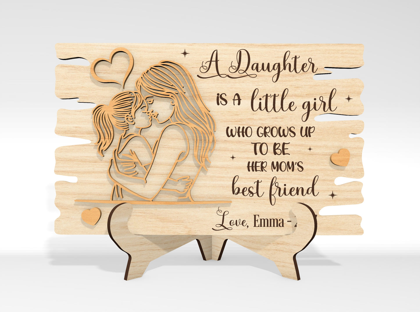 Mom and Baby Line Art Standing Decor SVG Bundle for LightBurn and xTool