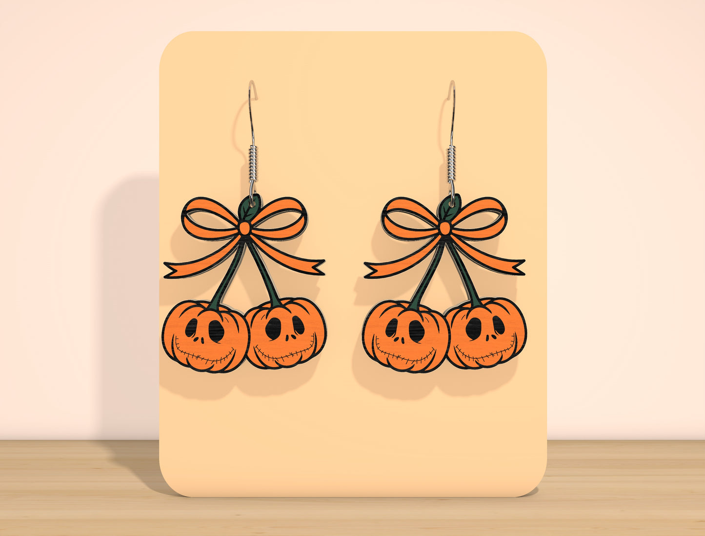 Halloween Pumpkin Bow Earrings SVG Bundle Laser Cut File | 30 Cute Pumpkin Earring Designs | Spooky Jewelry Style | Glowforge, xTool, LightBurn, etc.