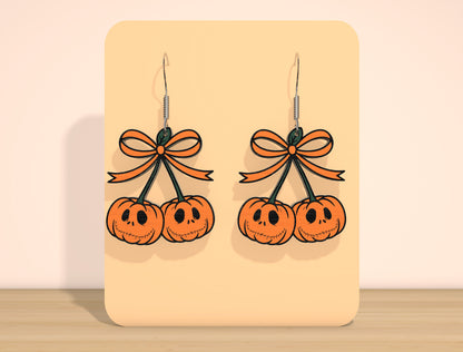 Halloween Pumpkin Bow Earrings SVG Bundle Laser Cut File | 30 Cute Pumpkin Earring Designs | Spooky Jewelry Style | Glowforge, xTool, LightBurn, etc.