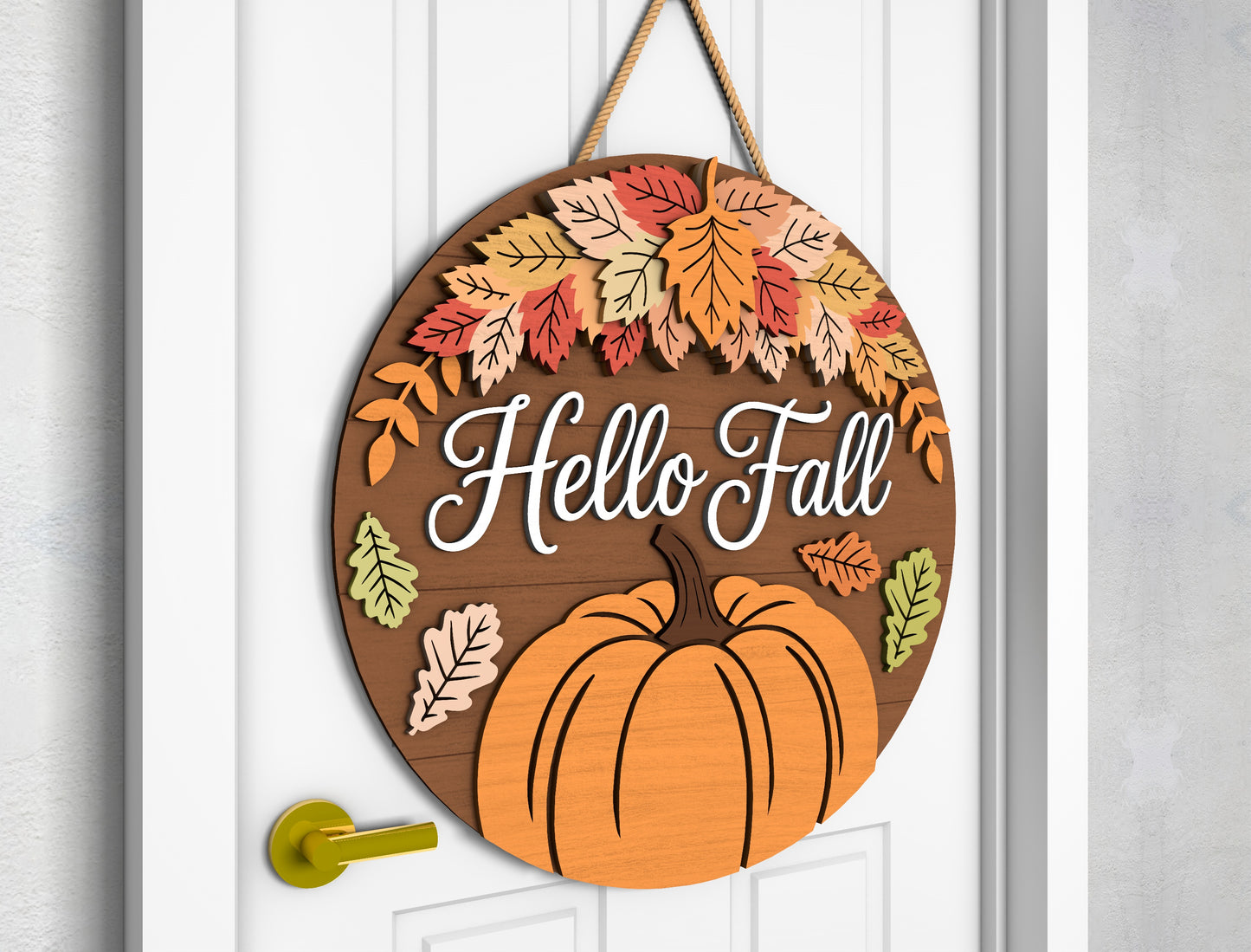 2 Fall Pumpkin Door Sign SVG Hello Fall Laser Cut Bundle for Glowforge