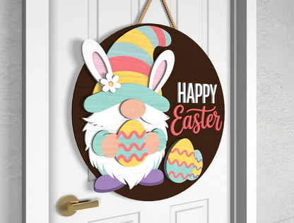 Pastel Easter Welcome Round Door Sign SVG Bundle for Glowforge and xTool