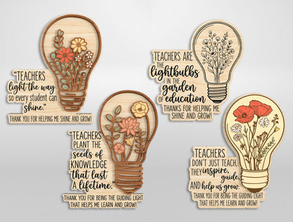 Teacher Magnet SVG Bundle Floral Classroom Laser Cut File for LightBurn