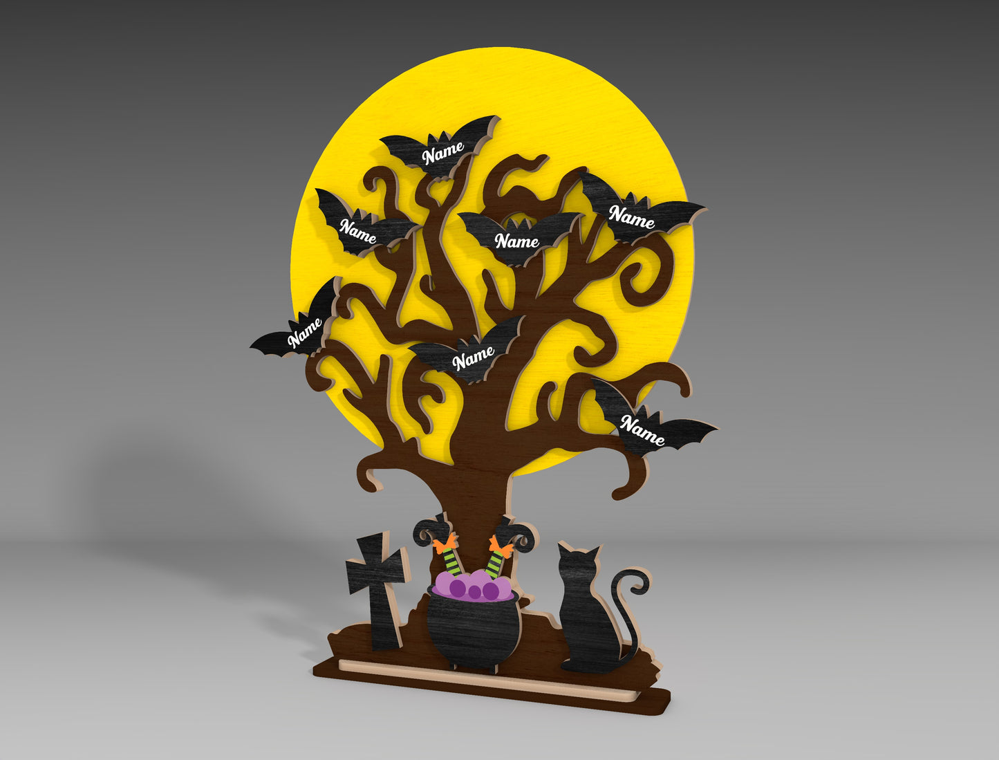 Halloween Bat Tree SVG for LightBurn Glowforge xTool