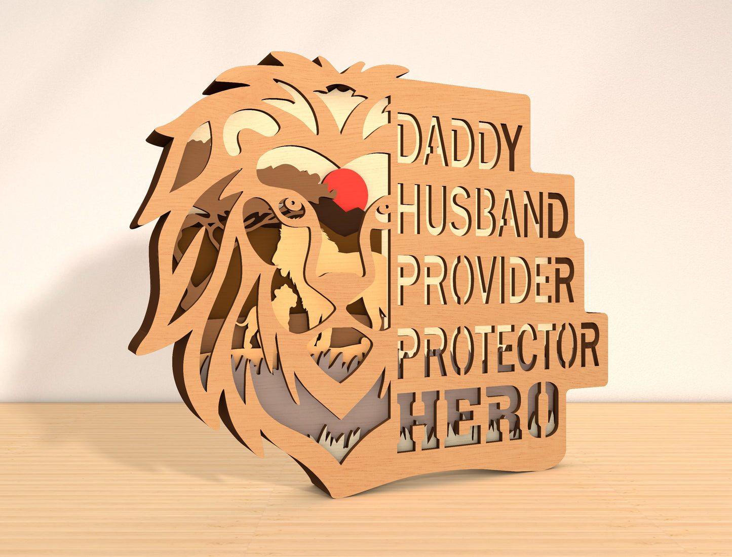Lion Dad Multilayer Sign SVG for Glowforge and xTool