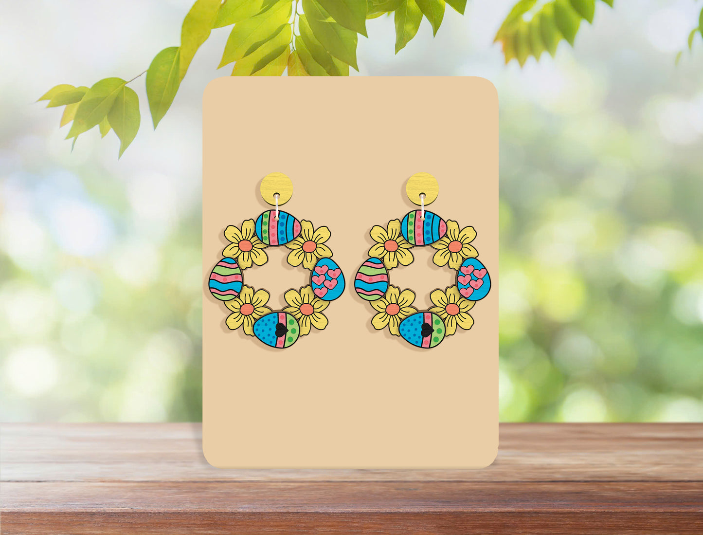 Easter Egg Wreath Earrings SVG Bundle Bunny Floral for Glowforge and xTool