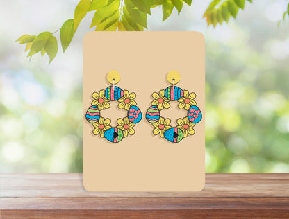 Easter Egg Wreath Earrings SVG Bundle Bunny Floral for Glowforge and xTool