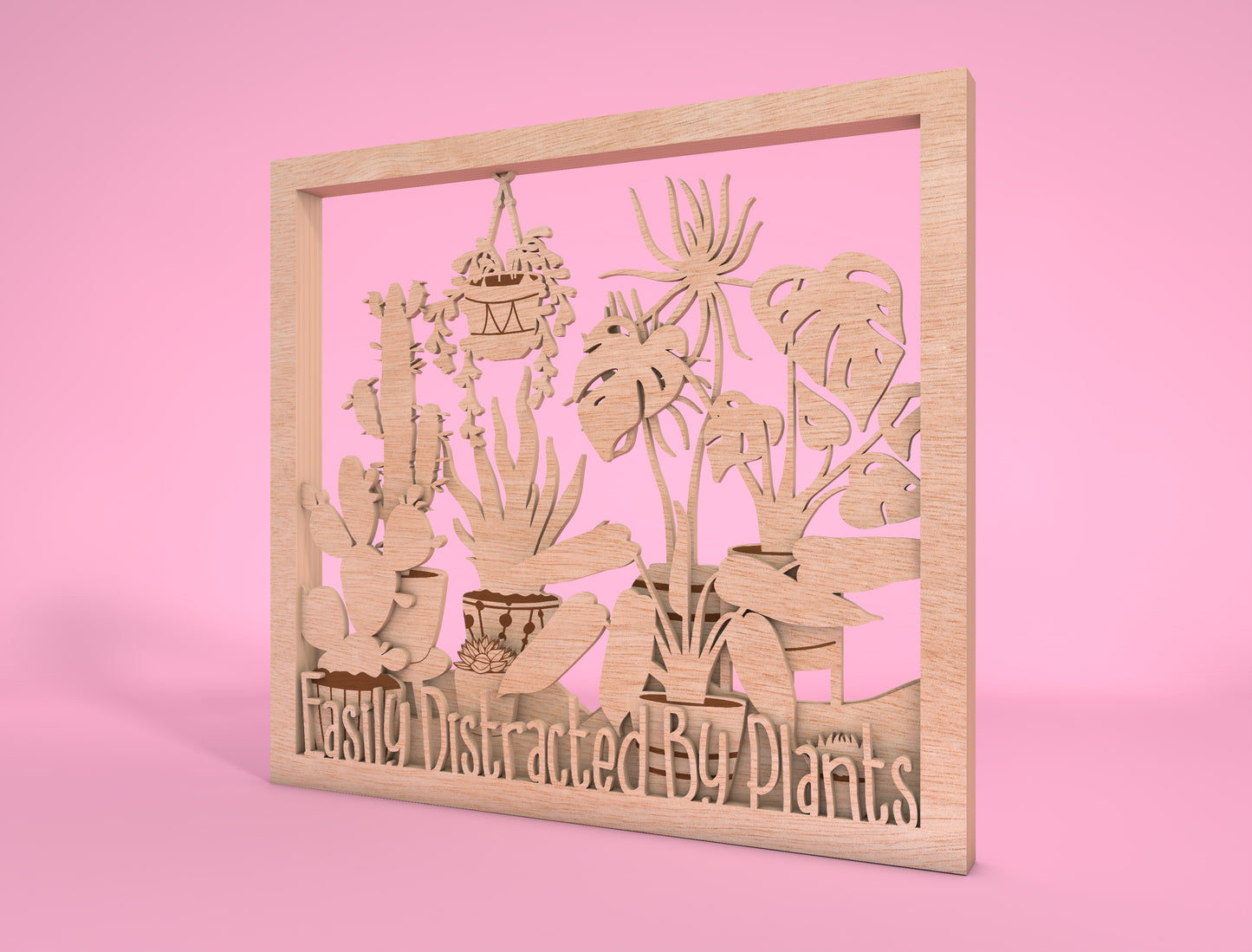 Multilayer Plant Wall Art SVG Laser Cut File for Glowforge