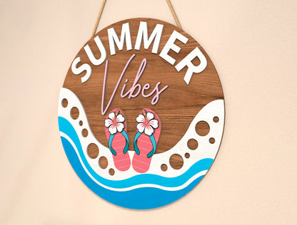 “Summer Vibes” Beach Door Sign SVG for Glowforge and LightBurn