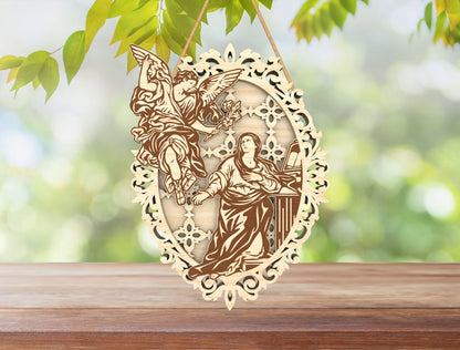 Layered Angel Ornament SVG Christian Hanging Oval Multilayer for LightBurn