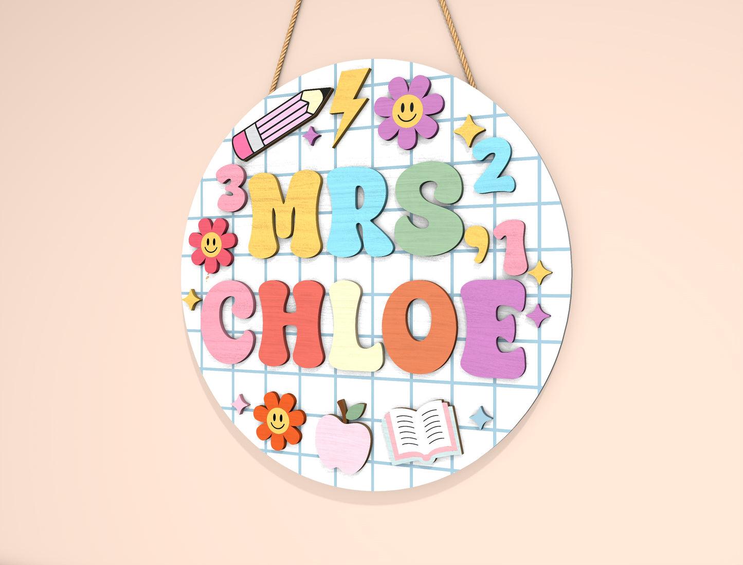 Personalized Classroom Door Sign SVG Laser Cut File for Glowforge and xTool
