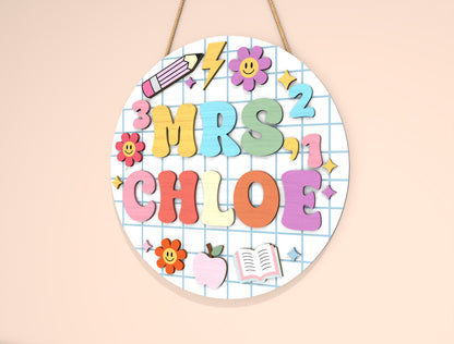 Personalized Classroom Door Sign SVG Laser Cut File for Glowforge and xTool