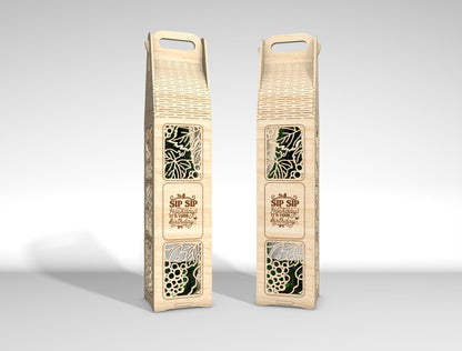 Wine Bottle Gift Box SVG Laser Cut File for Glowforge and LightBurn