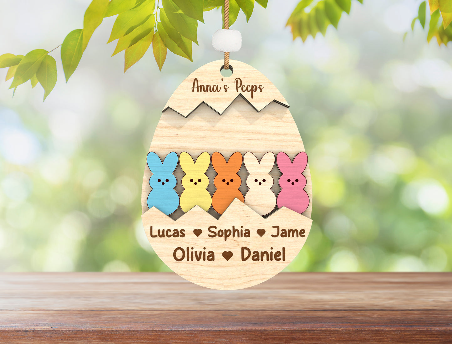 Personalized Easter Bunny Ornament SVG Family Peeps Name for Glowforge