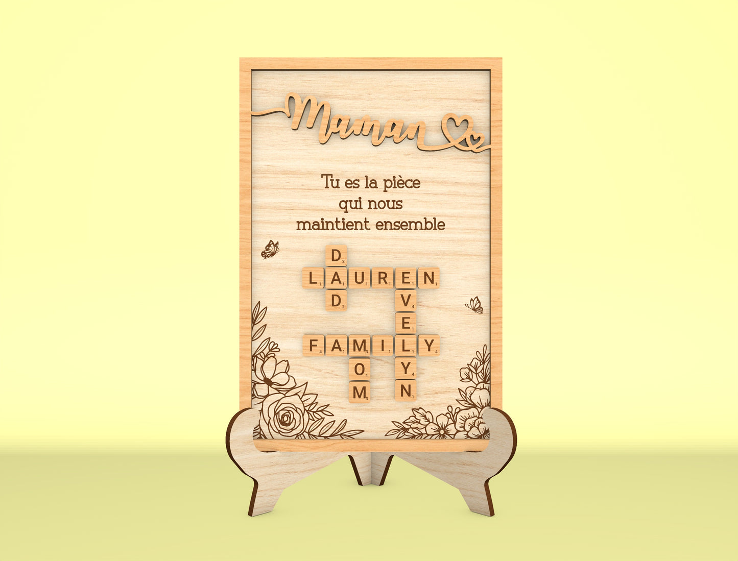 Personalized Mom Crossword Puzzle Sign SVG Laser Cut File for LightBurn and xTool