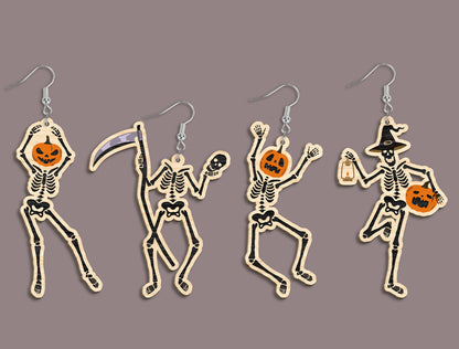 Halloween Skeleton Dangle Earrings SVG Bundle 26 Designs for xTool LightBurn