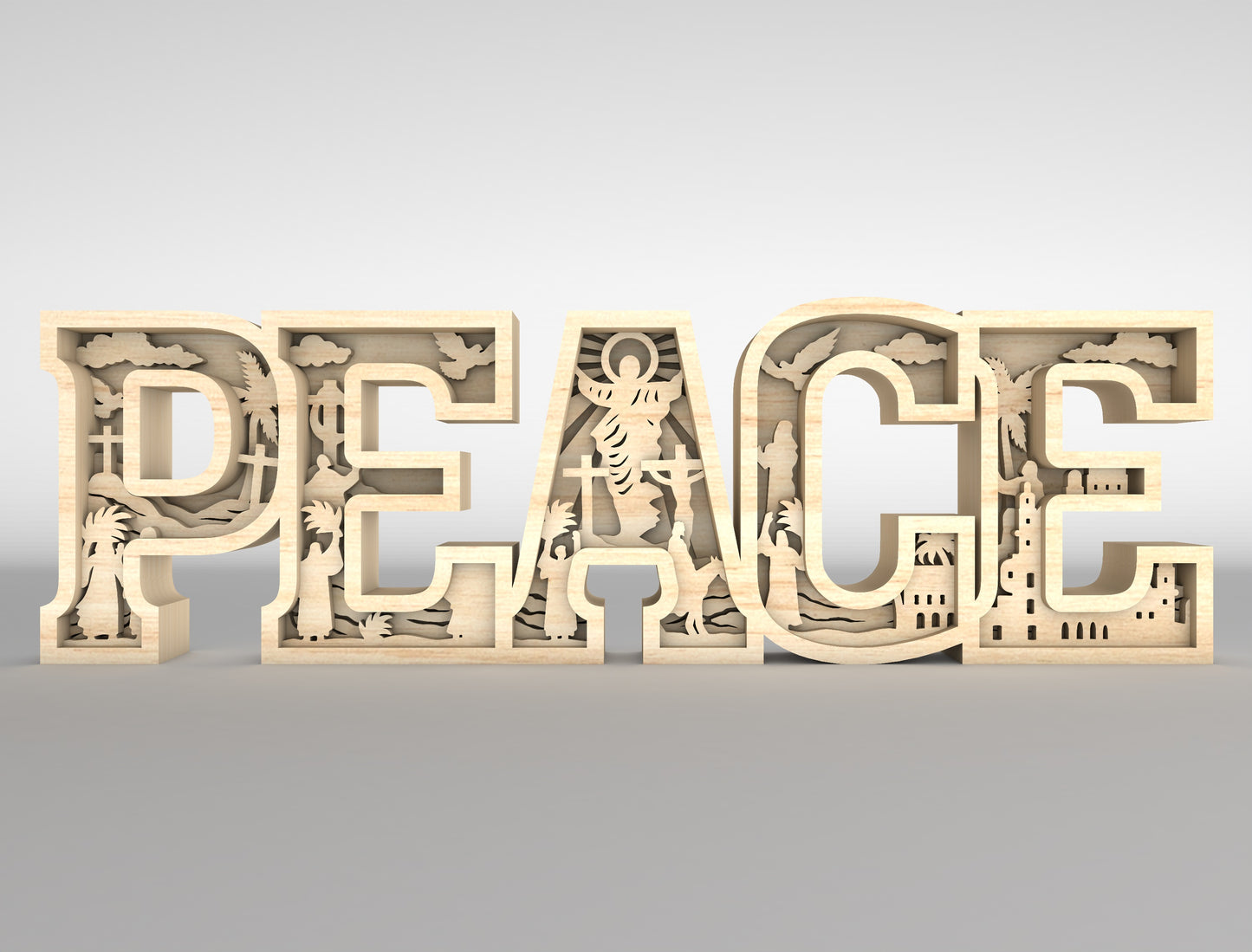 Peace Layered Word Art SVG Easter Religious Multilayer for LightBurn