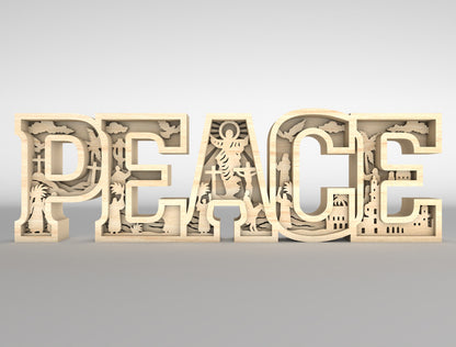 Peace Layered Word Art SVG Easter Religious Multilayer for LightBurn
