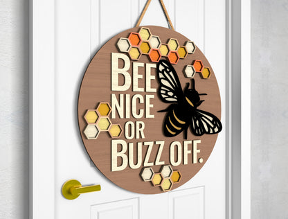 Funny Bee Door Hanger SVG Bundle Laser Cut File for Glowforge and xTool