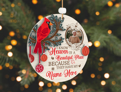 Personalized Cardinal Memorial Photo Ornament SVG for Glowforge Users