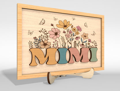 Personalized Mom Grandma Nana Floral Frame Sign SVG for Glowforge and LightBurn