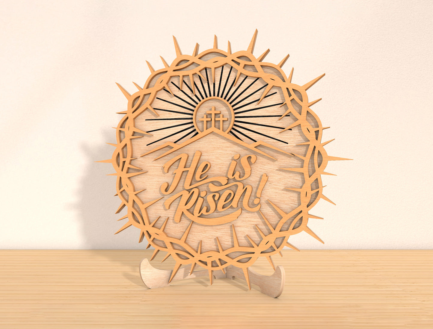 He Is Risen Cross Tabletop Sign SVG Christian Easter for LightBurn and xTool