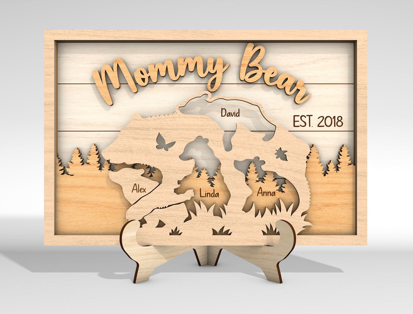 Custom Name Mama Bear Cub Sign SVG for Glowforge and LightBurn