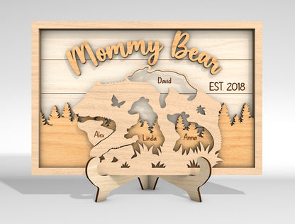 Custom Name Mama Bear Cub Sign SVG for Glowforge and LightBurn