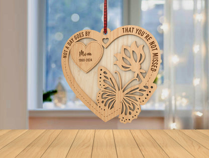 Memorial Butterfly Heart Ornament SVG Laser Cut File for Lightburn