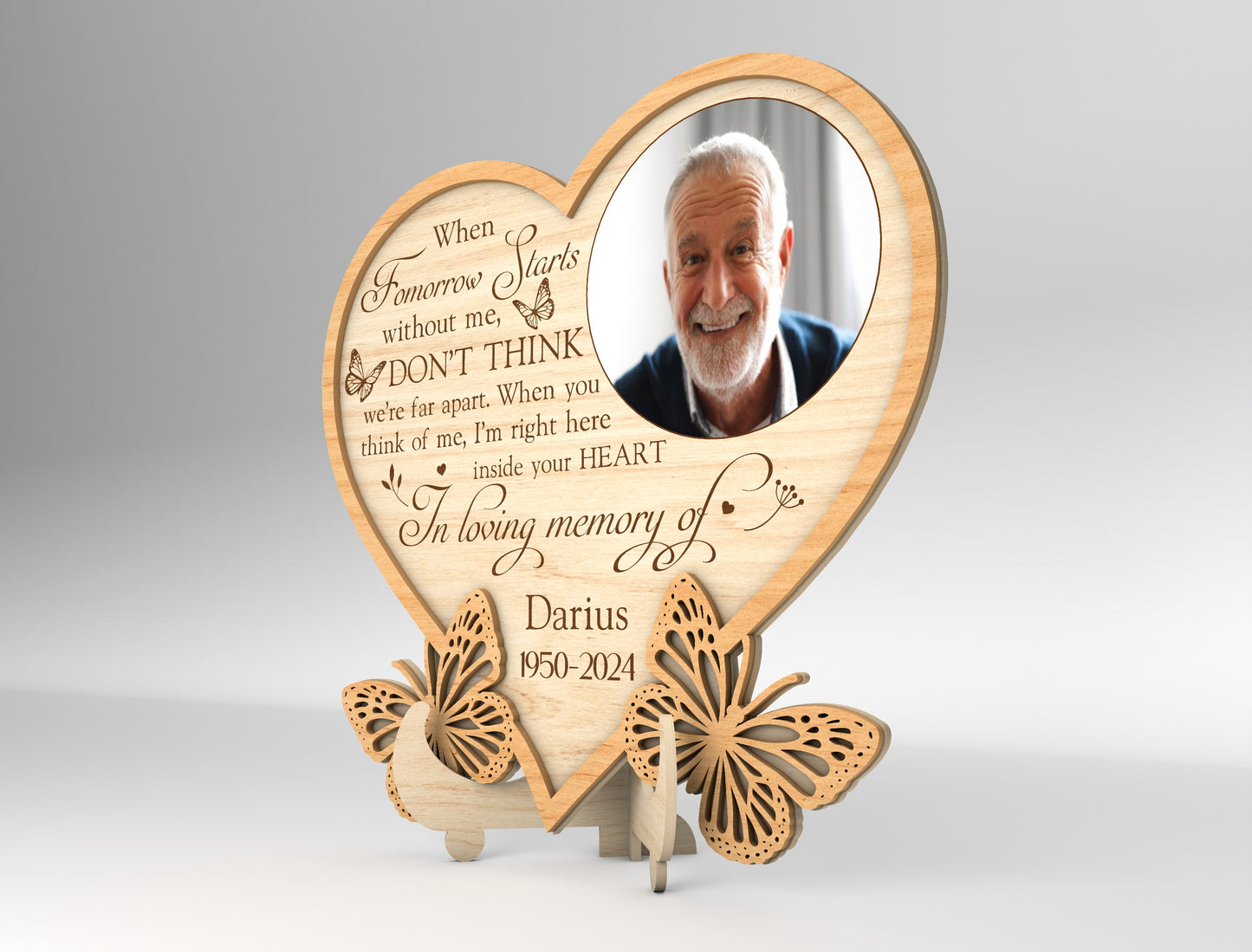 Heart Memorial Tabletop Photo Frame SVG Laser Cut File for LightBurn and xTool