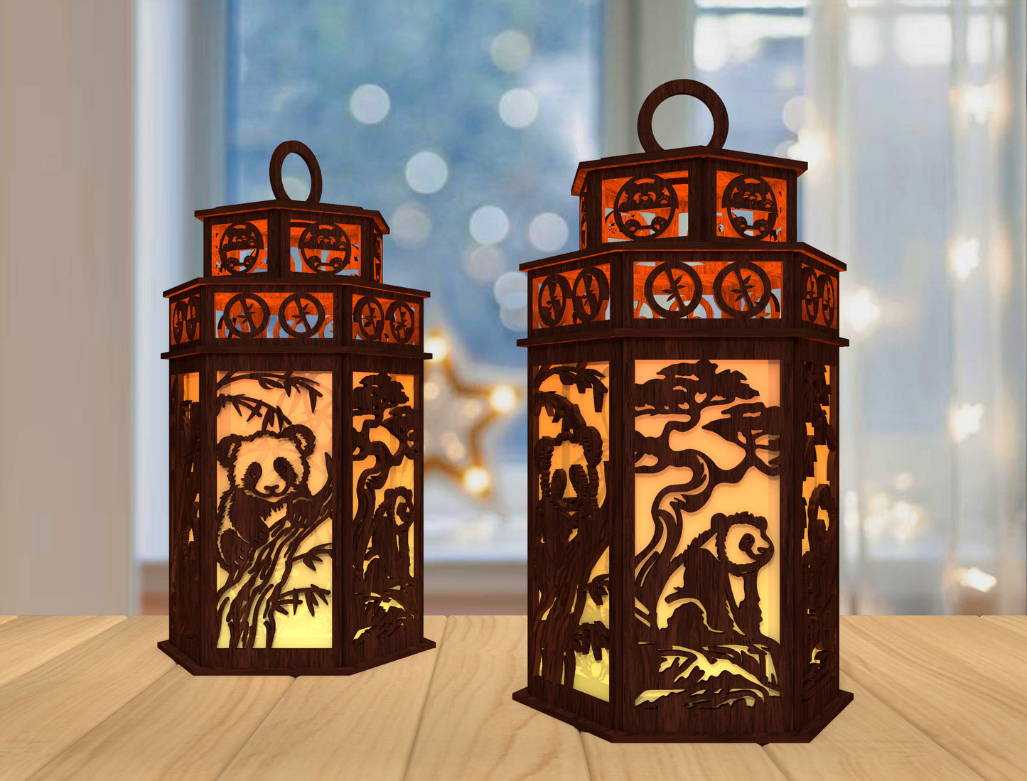 Panda Lantern SVG Laser Cut File for LightBurn and Glowforge
