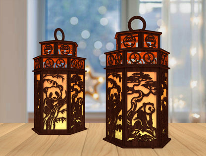 Panda Lantern SVG Laser Cut File for LightBurn and Glowforge